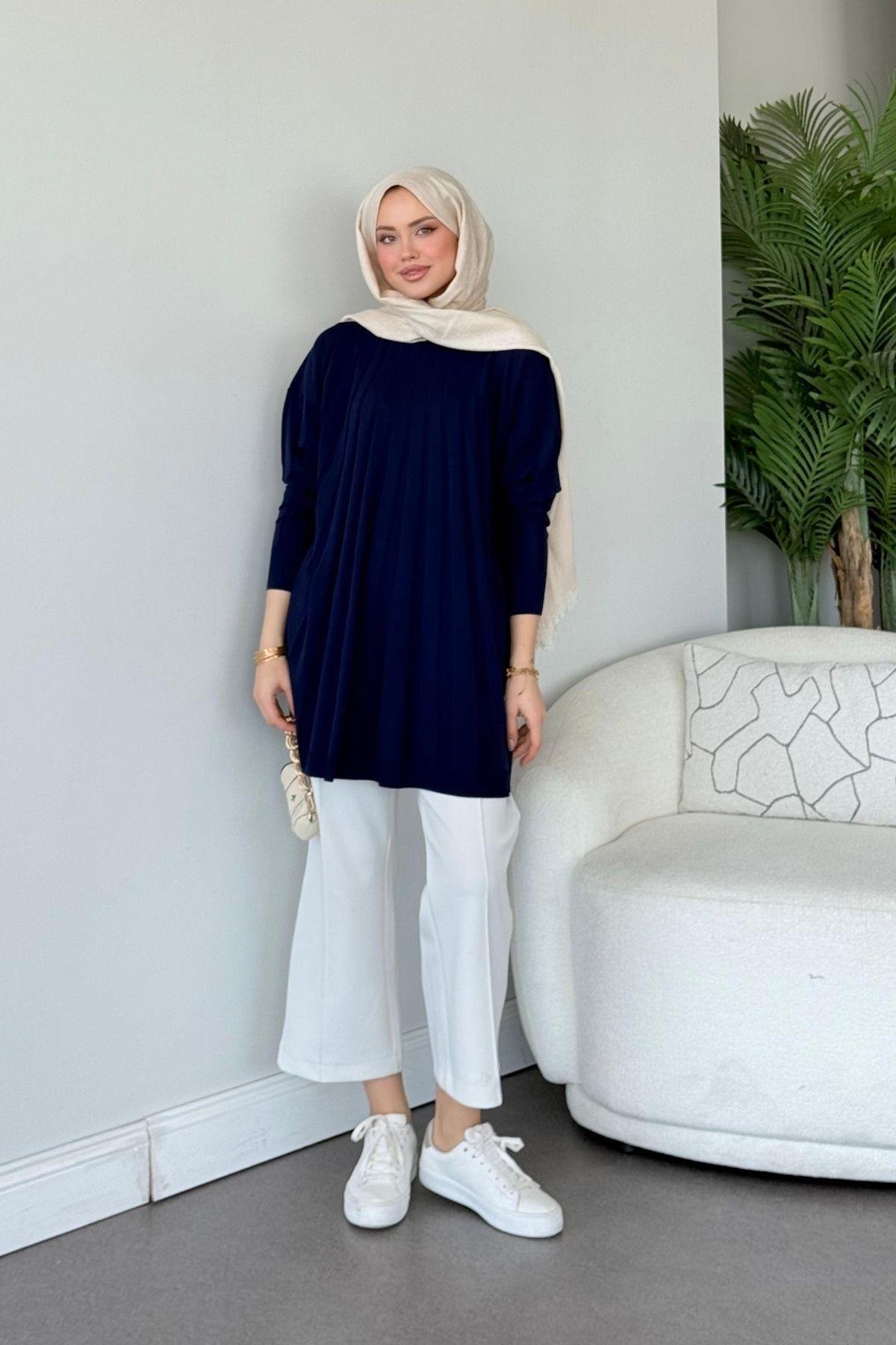 Gökkuşağı Merserize Tunik Lacivert, Fiyatları Gökkuşağı Merserize Tunik Lacivert- Haza Moda 