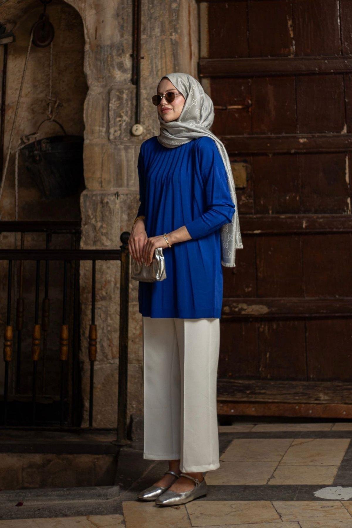Gökkuşağı Merserize Tunik Saks, Fiyatları Gökkuşağı Merserize Tunik Saks- Haza Moda 