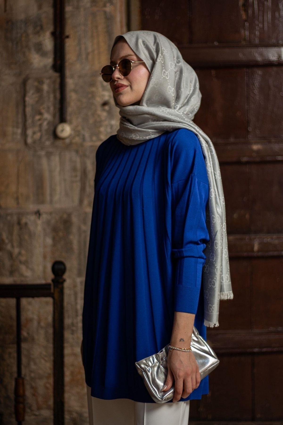 Gökkuşağı Merserize Tunik Saks, Fiyatları Gökkuşağı Merserize Tunik Saks- Haza Moda 