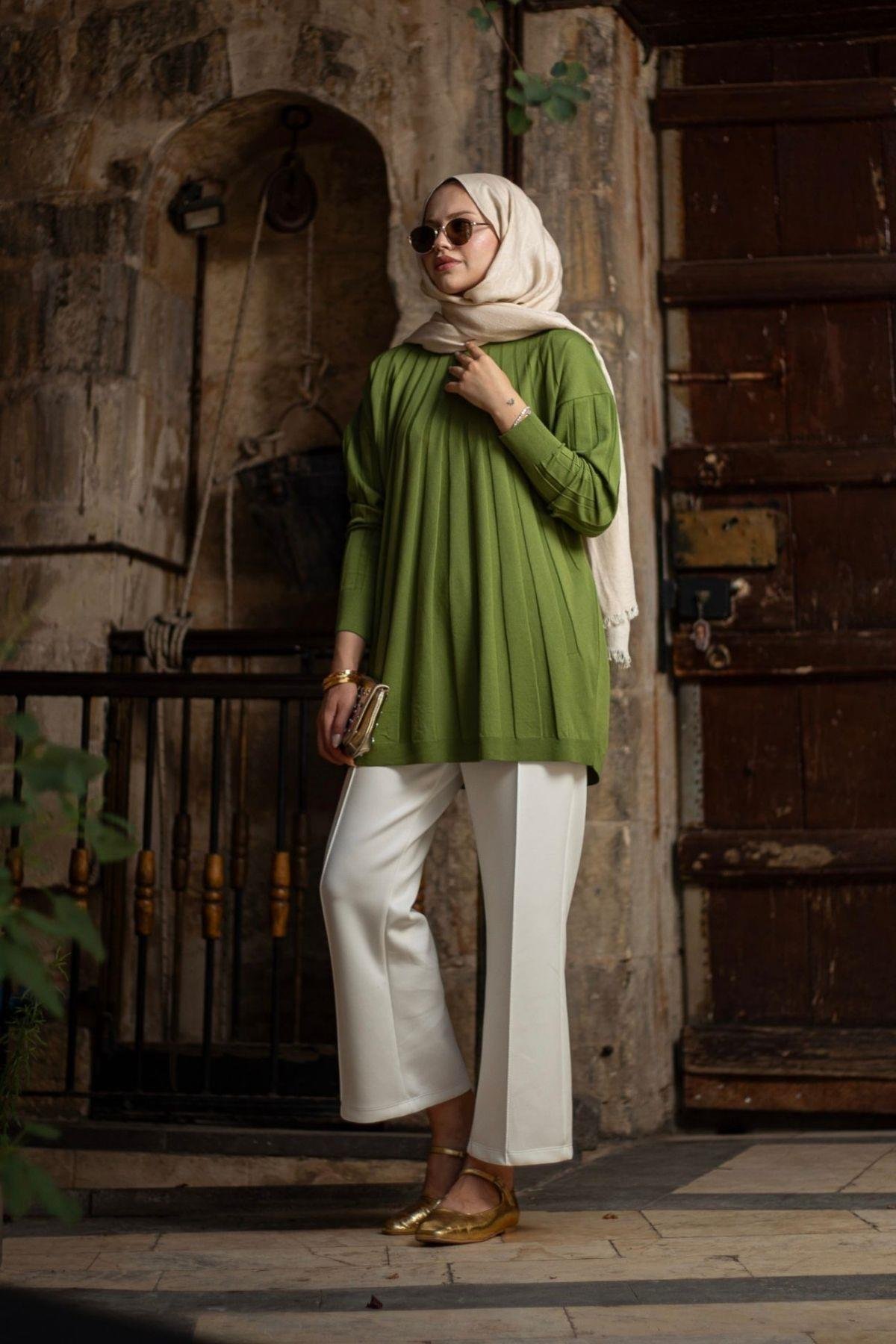 Gökkuşağı Merserize Tunik Yağ Yeşili, Fiyatları Gökkuşağı Merserize Tunik Yağ Yeşili- Haza Moda 