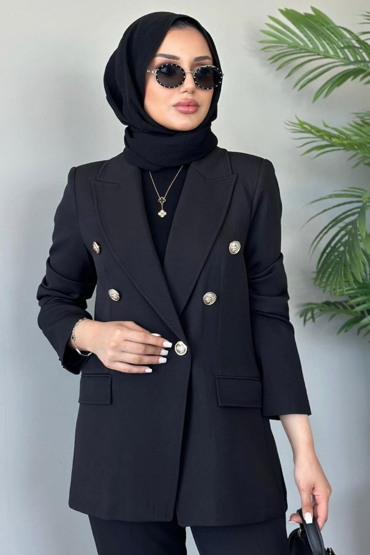 Gold Düğmeli Ceketli Takım Siyah, Fiyatları 