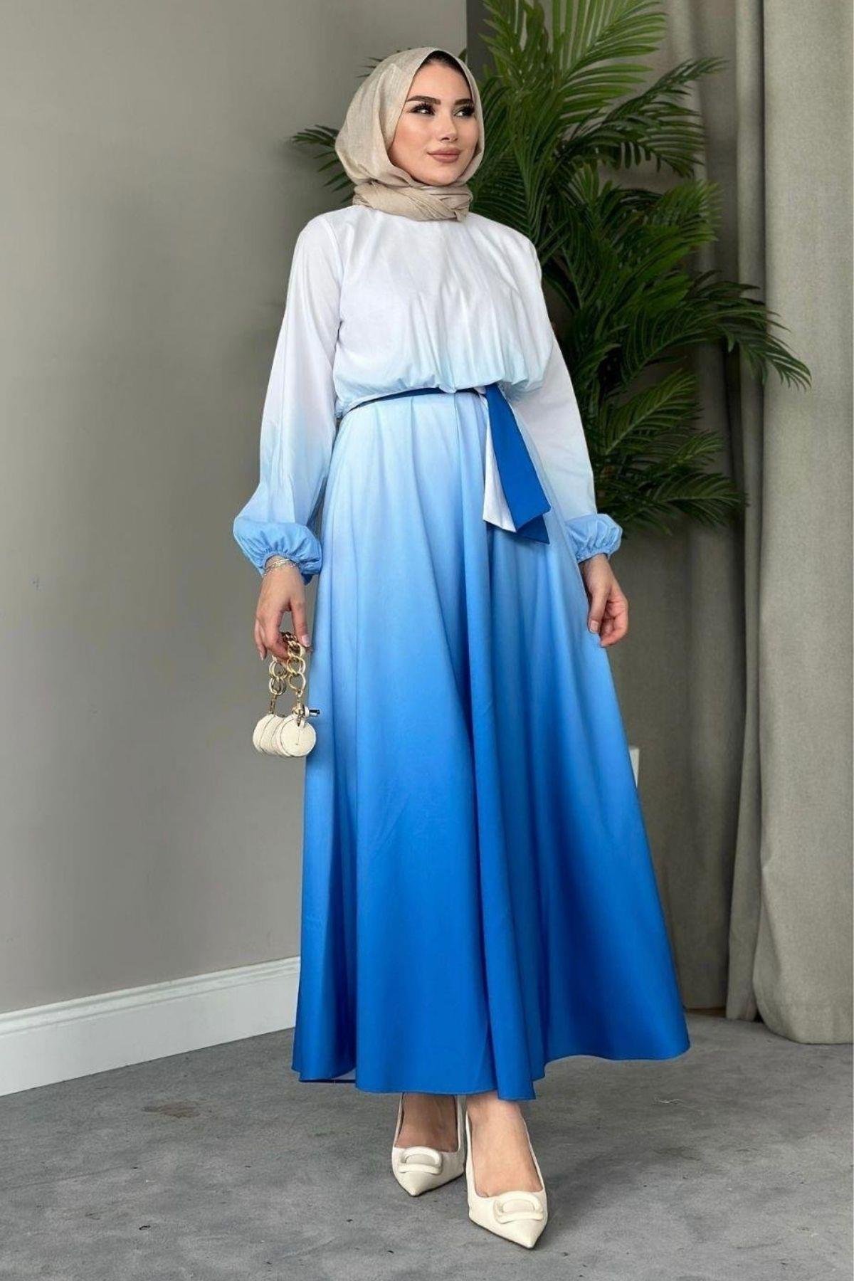 Gölge Desenli Elbise İndigo, Fiyatları 