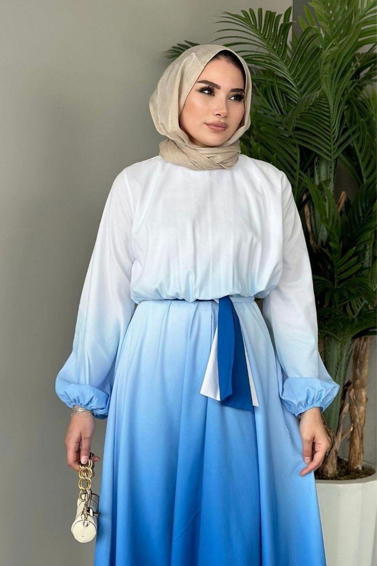 Gölge Desenli Elbise İndigo, Fiyatları 