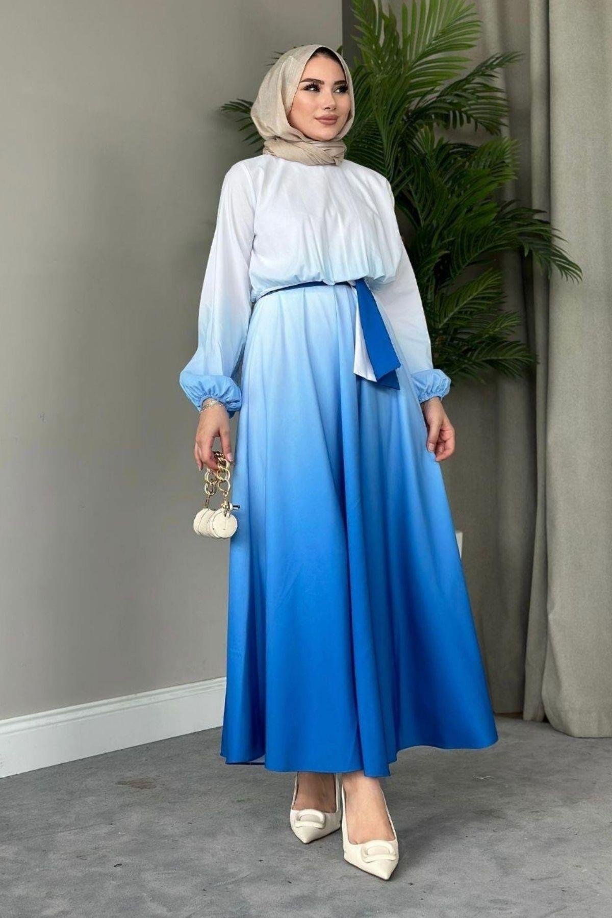 Gölge Desenli Elbise İndigo, Fiyatları 