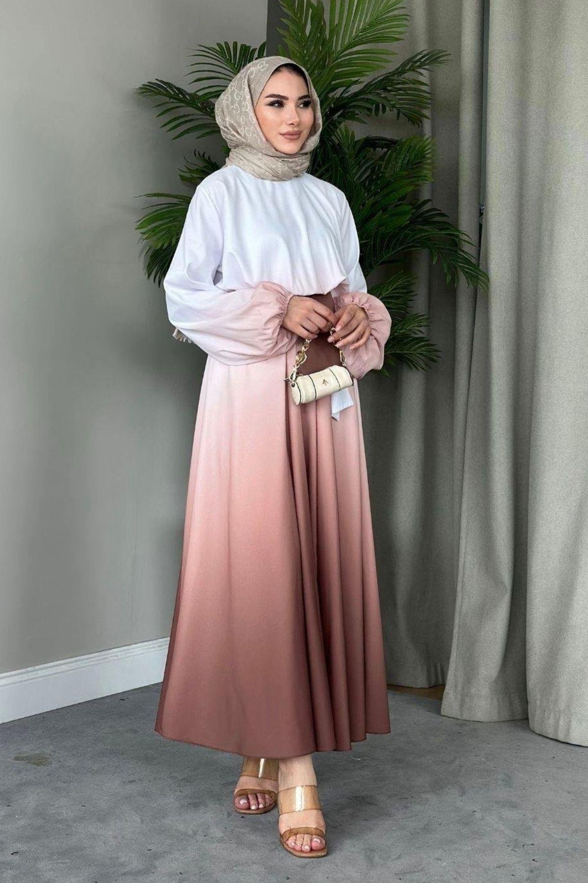 Gölge Desenli Elbise Kahve, Fiyatları 