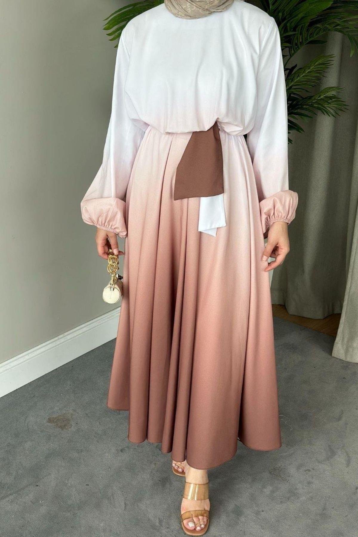 Gölge Desenli Elbise Kahve, Fiyatları 