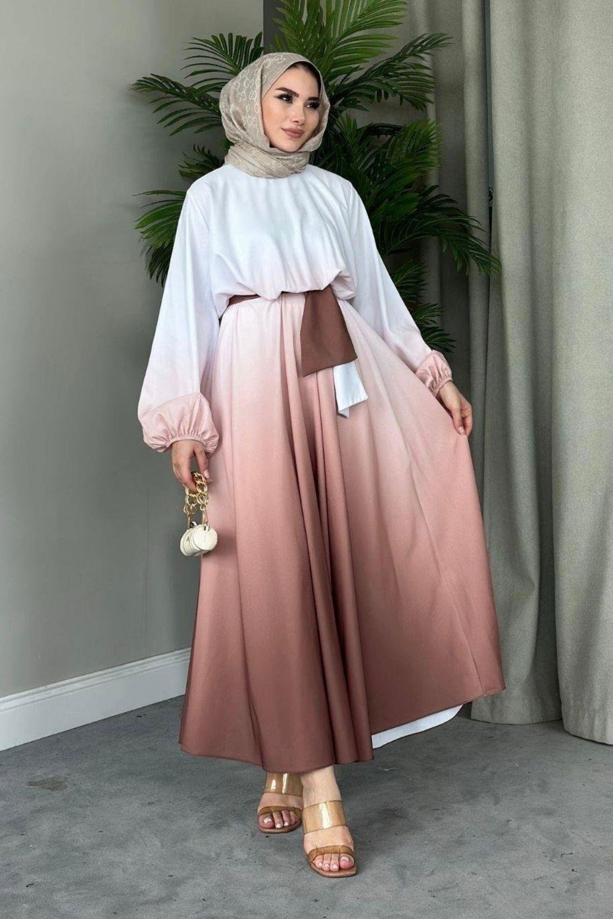 Gölge Desenli Elbise Kahve, Fiyatları 