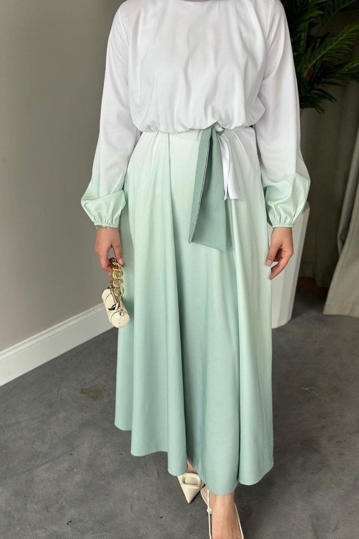 Gölge Desenli Elbise Mint, Fiyatları 