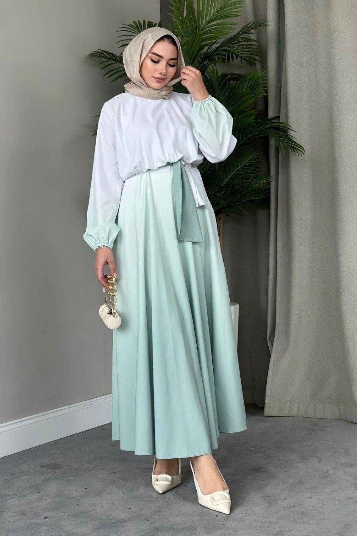 Gölge Desenli Elbise Mint, Fiyatları 