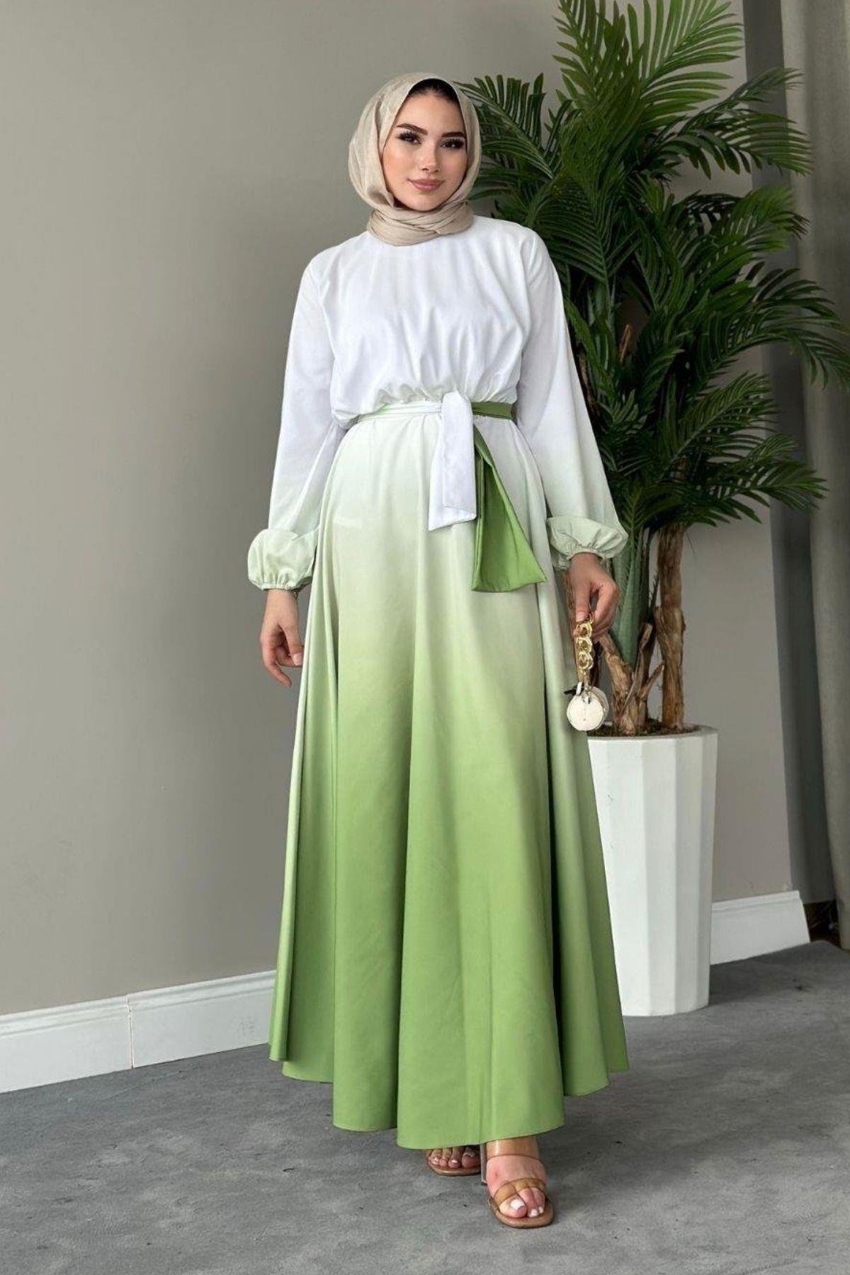 Gölge Desenli Elbise Yeşil, Fiyatları 