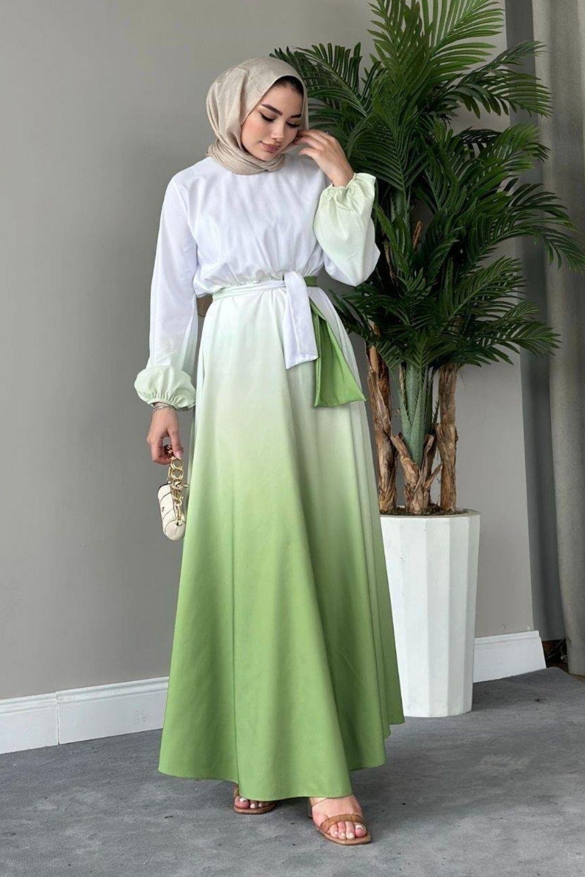 Gölge Desenli Elbise Yeşil, Fiyatları 