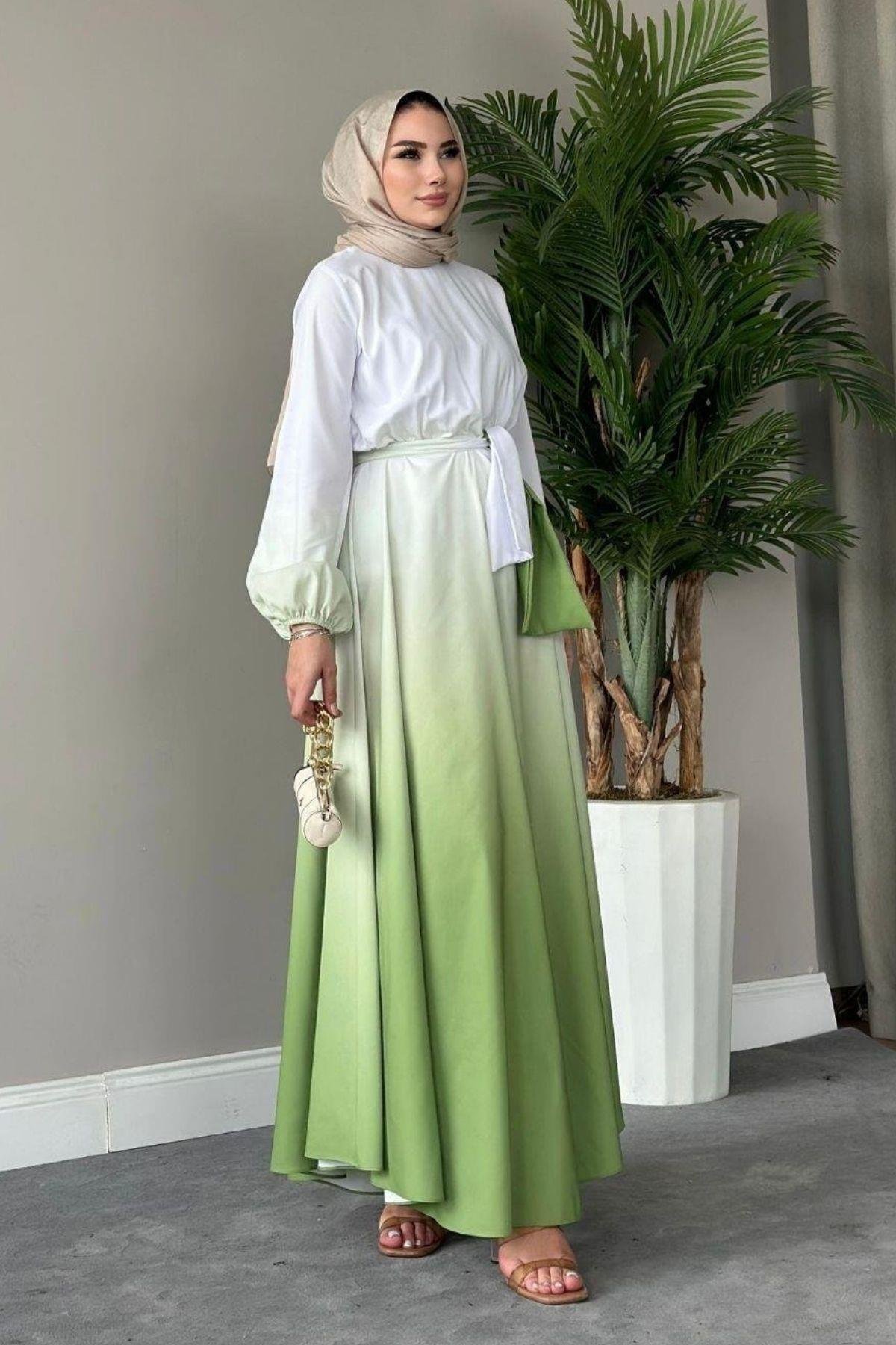 Gölge Desenli Elbise Yeşil, Fiyatları 