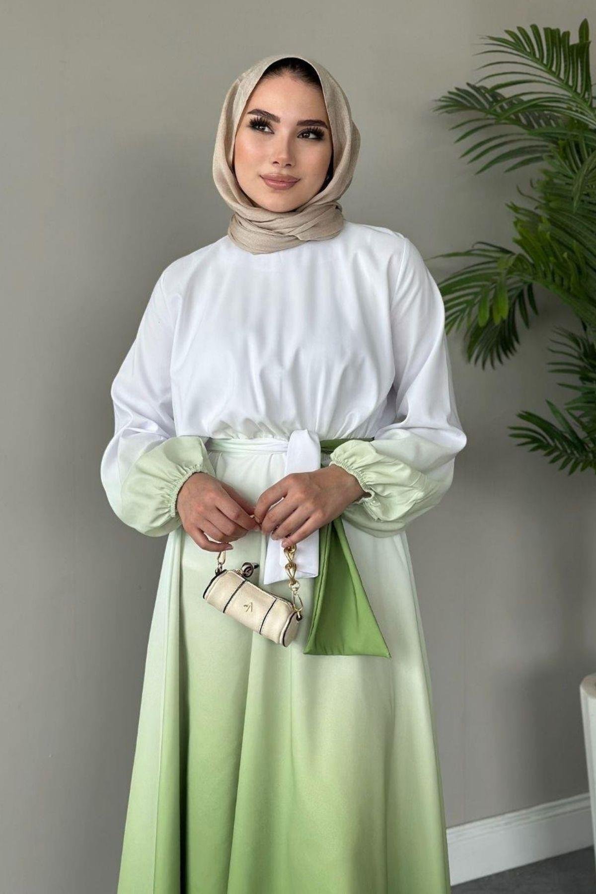 Gölge Desenli Elbise Yeşil, Fiyatları 