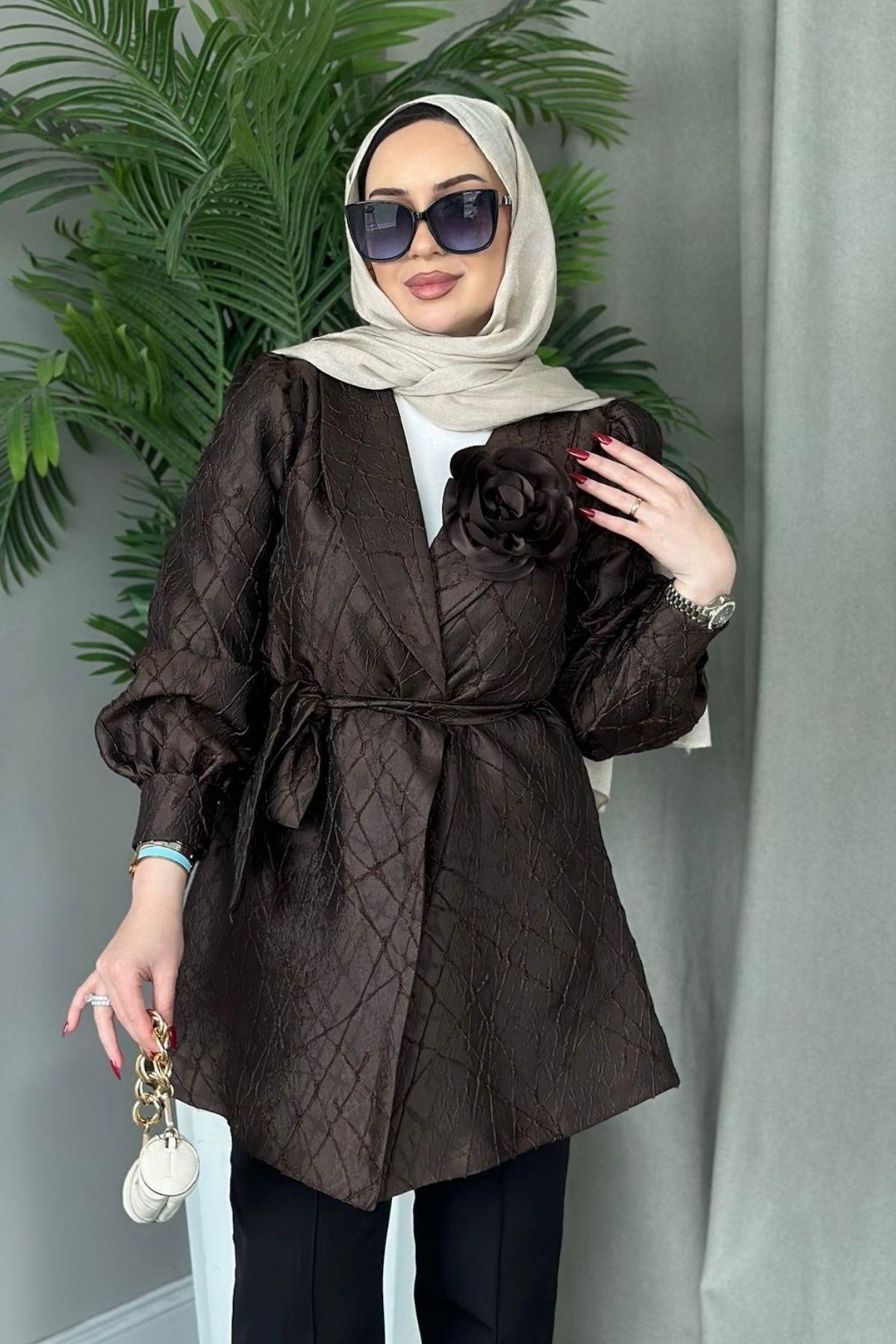 Gül Broş Ceket Kahve, Fiyatları 