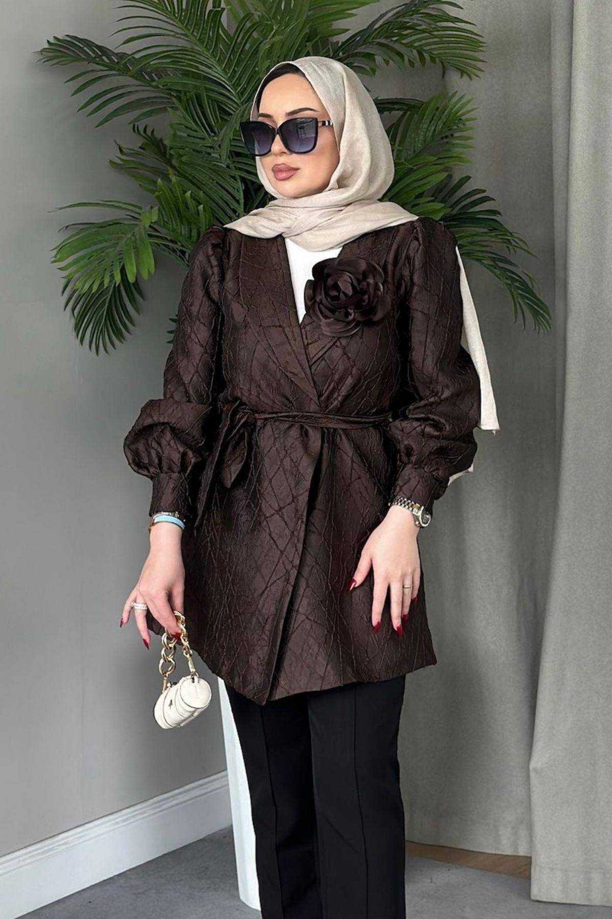 Gül Broş Ceket Kahve, Fiyatları 