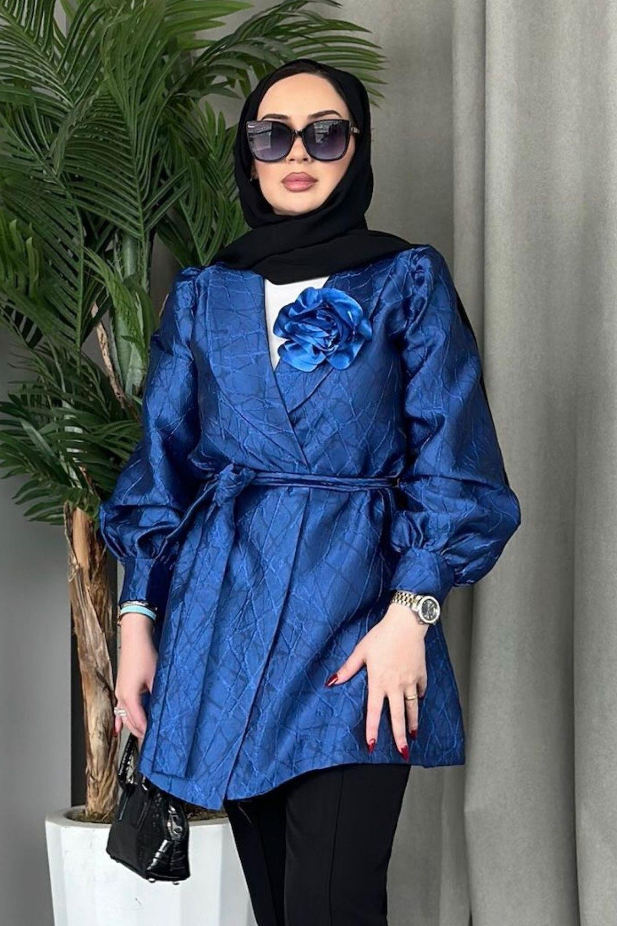 Gül Broş Ceket Mavi, Fiyatları 