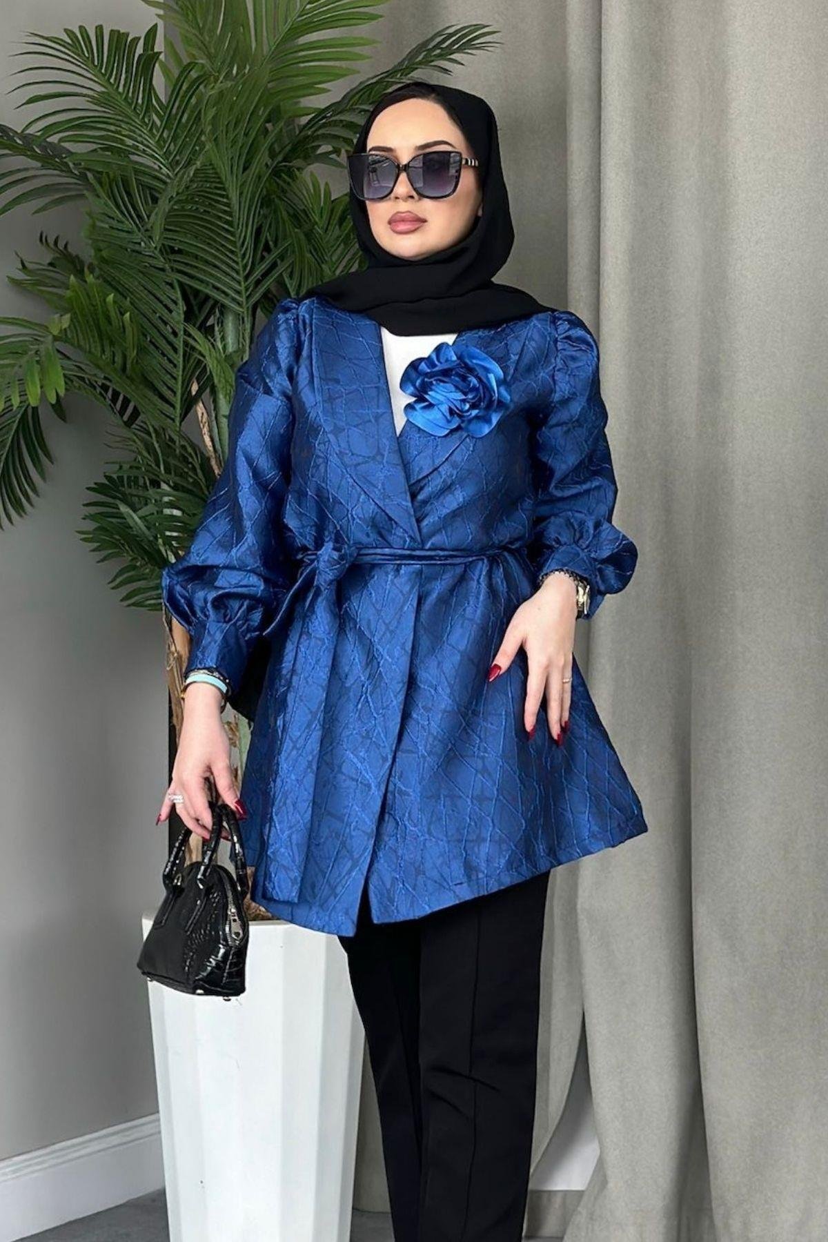 Gül Broş Ceket Mavi, Fiyatları 