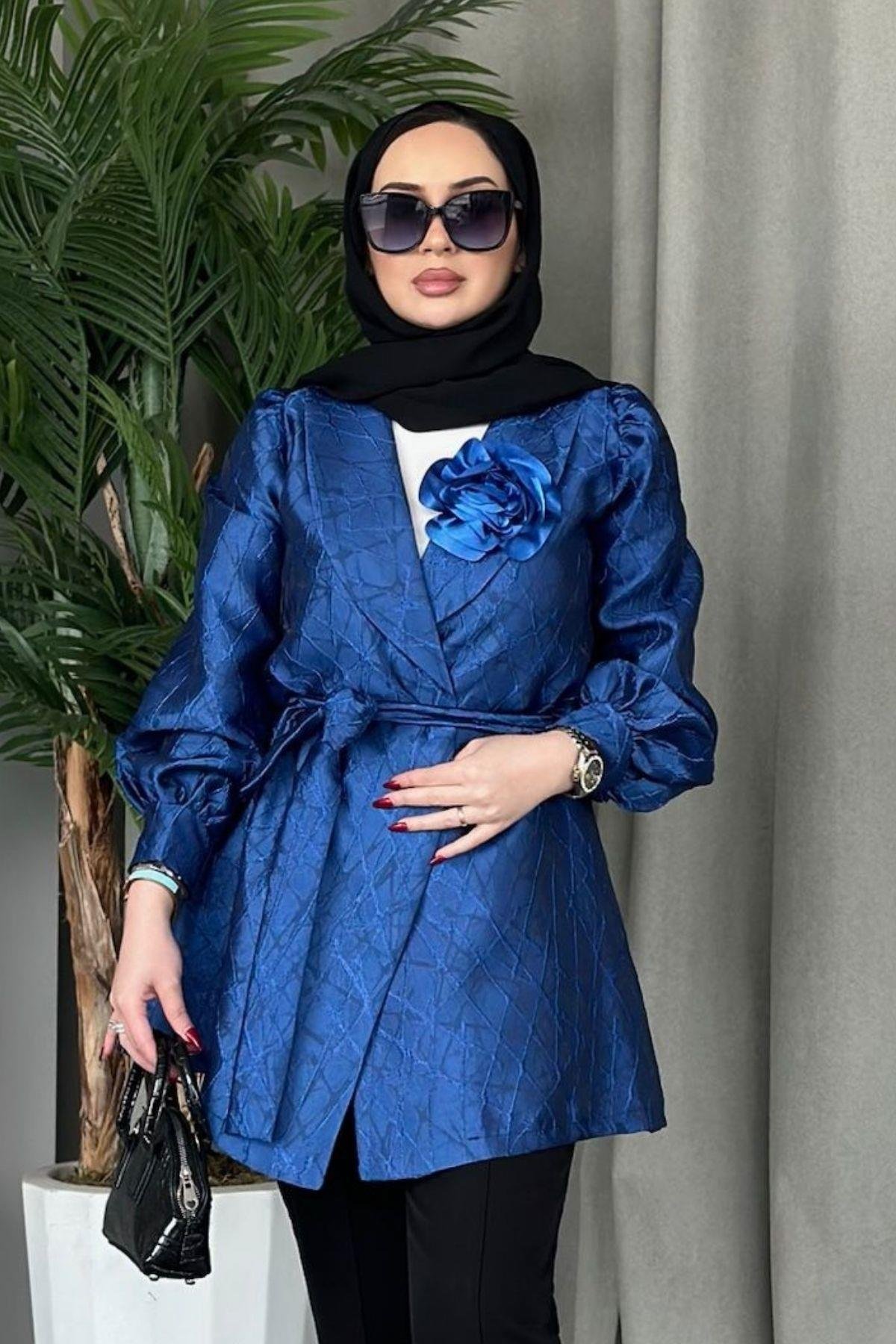 Gül Broş Ceket Mavi, Fiyatları 