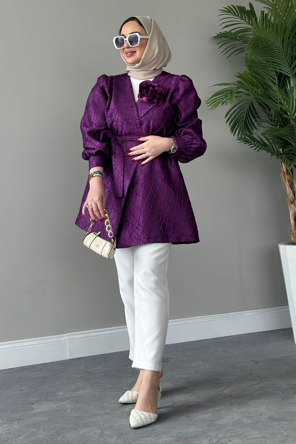 Gül Broş Ceket Mürdüm, Fiyatları 