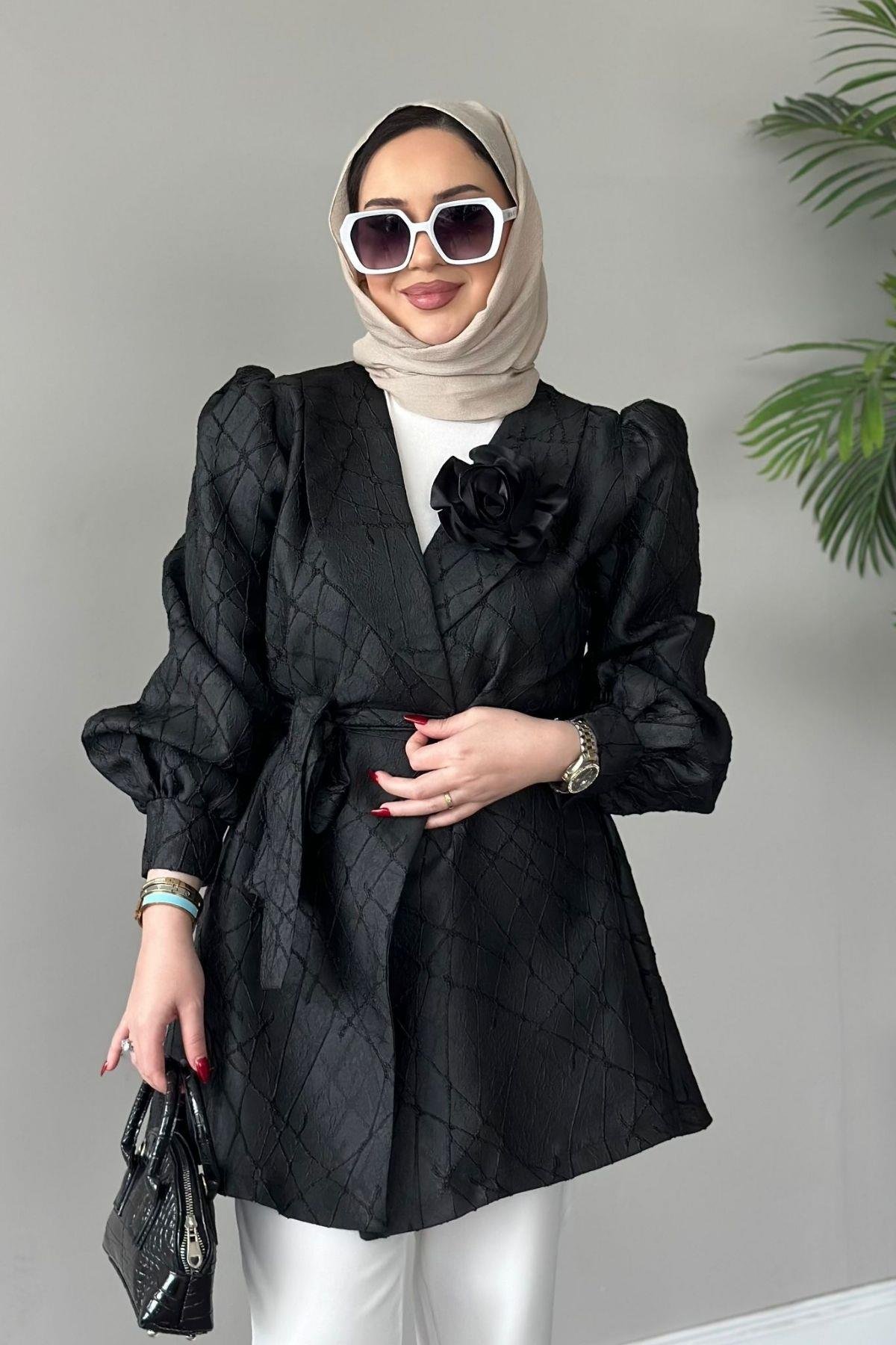 Gül Broş Ceket Siyah, Fiyatları 