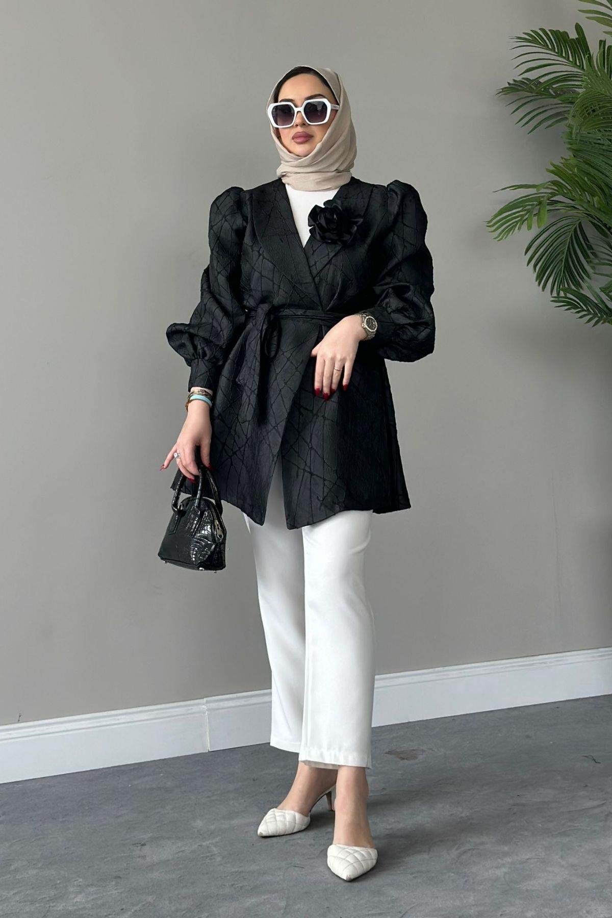 Gül Broş Ceket Siyah, Fiyatları 