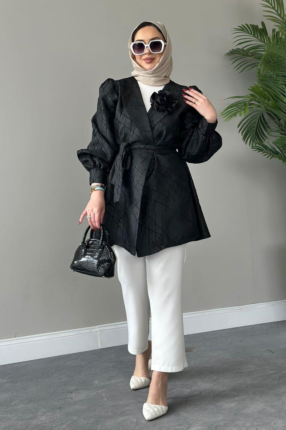 Gül Broş Ceket Siyah, Fiyatları 