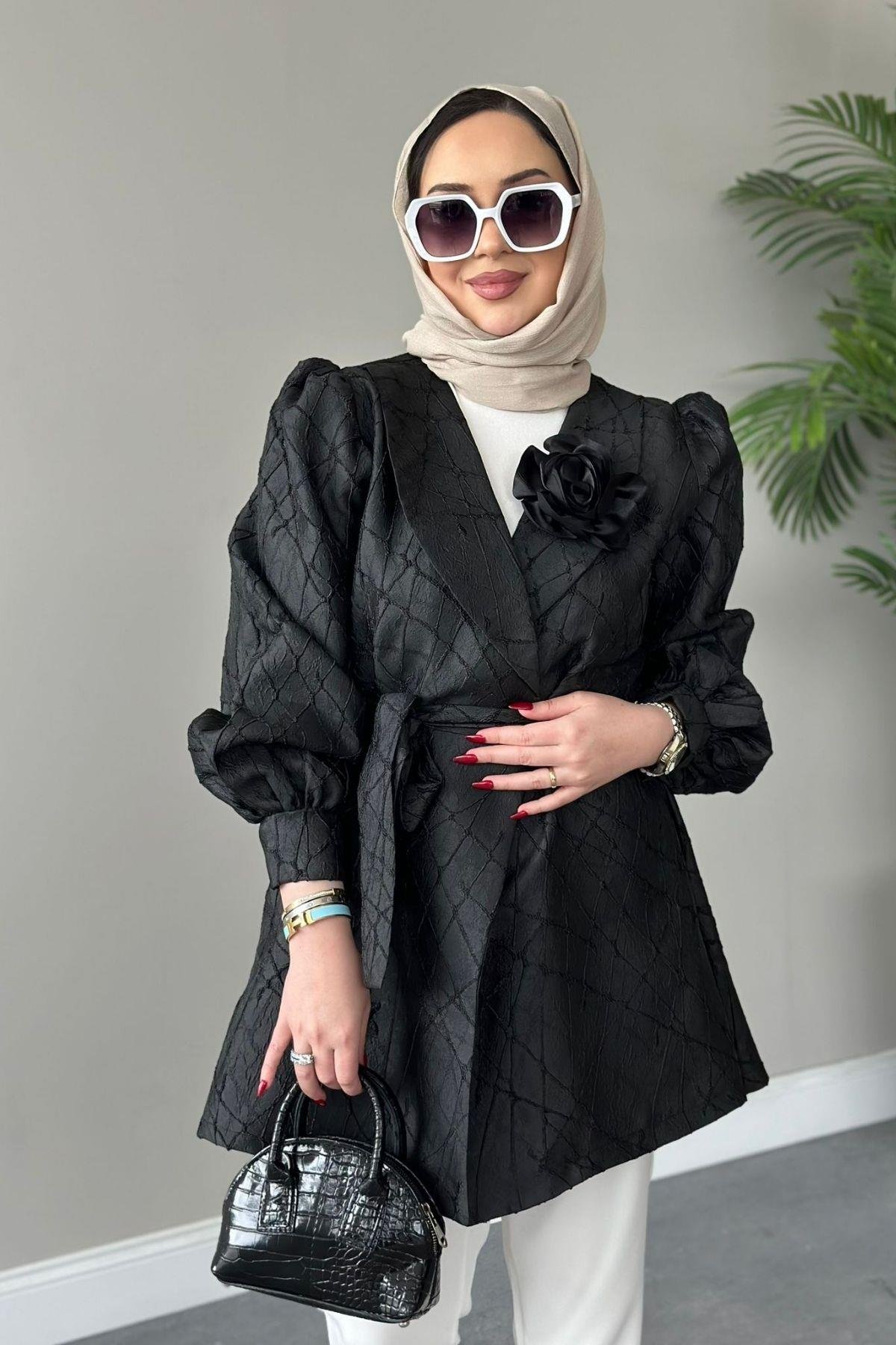 Gül Broş Ceket Siyah, Fiyatları 