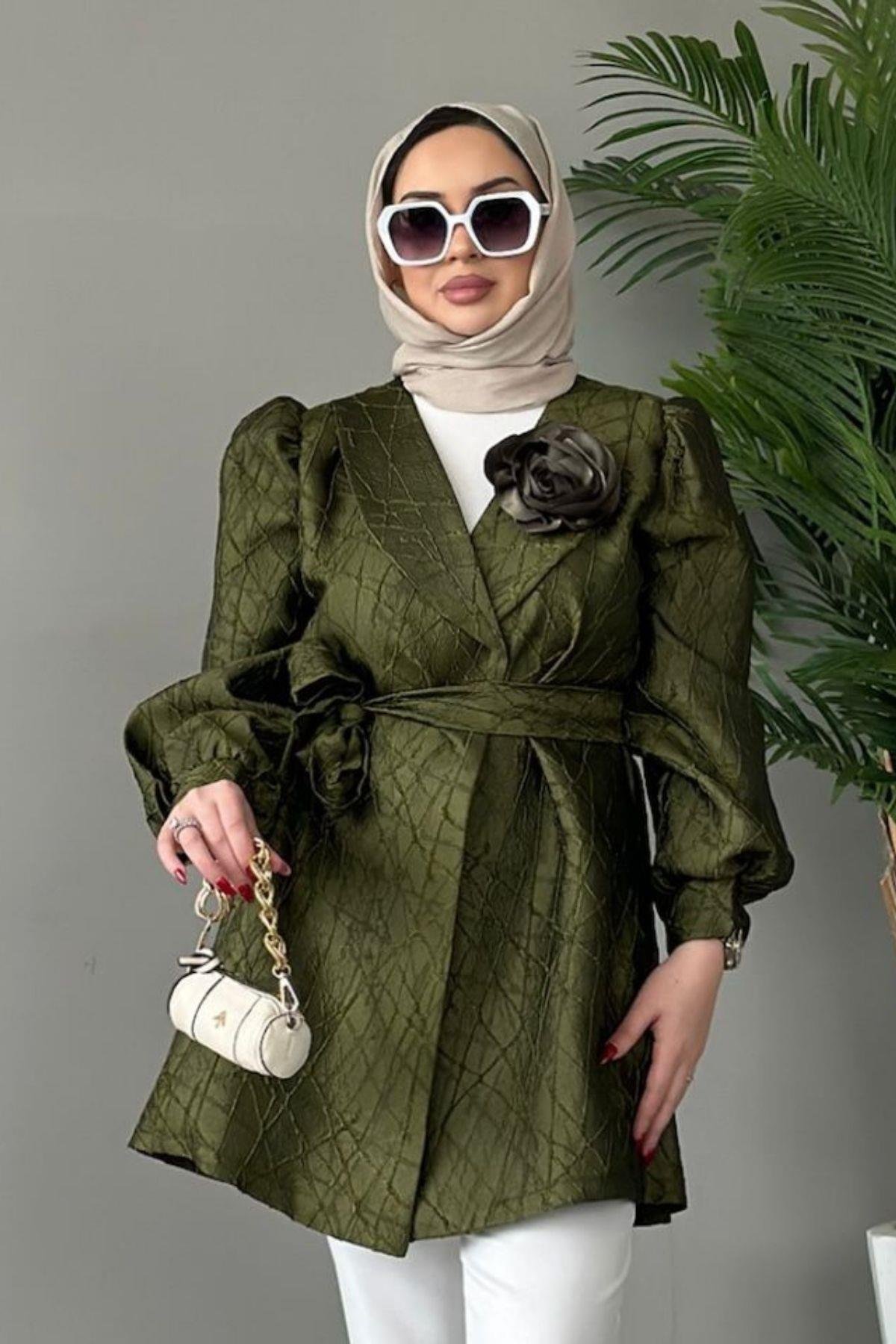 Gül Broş Ceket Yeşil, Fiyatları 