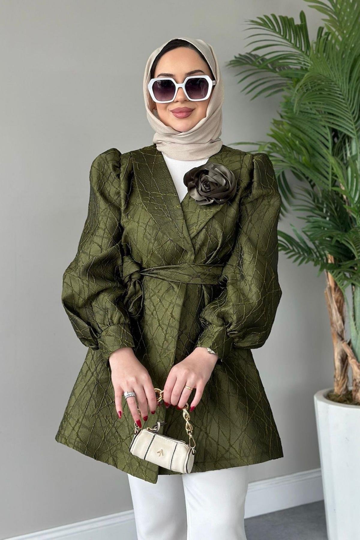 Gül Broş Ceket Yeşil, Fiyatları 