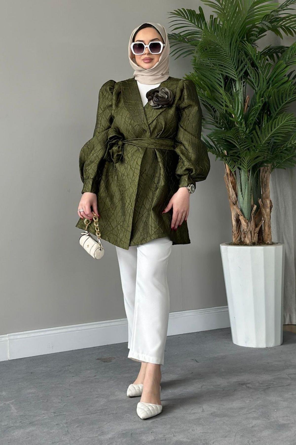 Gül Broş Ceket Yeşil, Fiyatları 