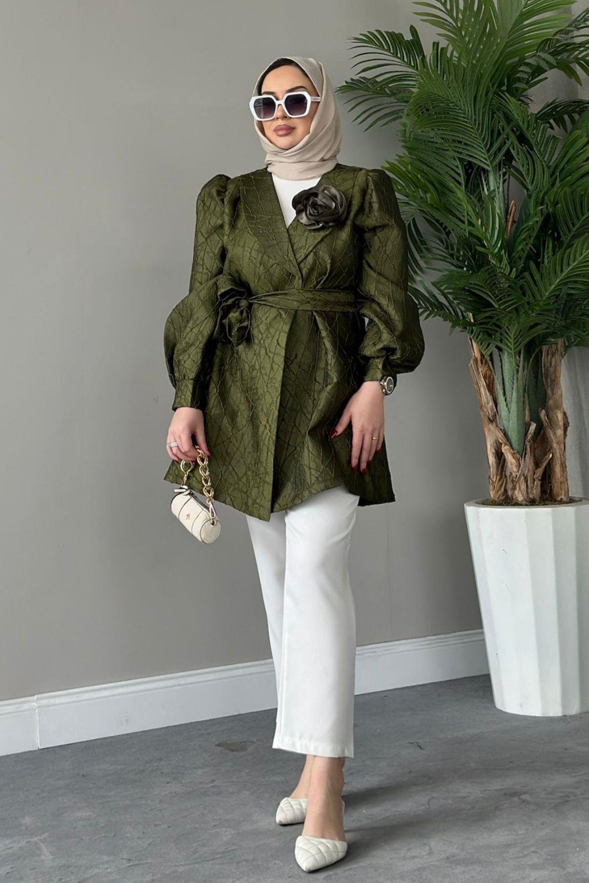 Gül Broş Ceket Yeşil, Fiyatları 