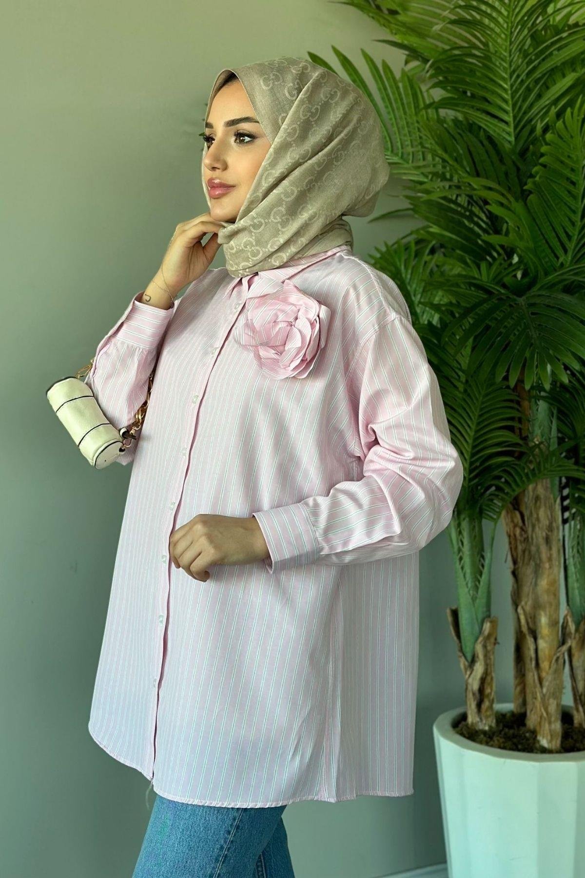 Gül Detaylı Gömlek Pembe, Fiyatları 