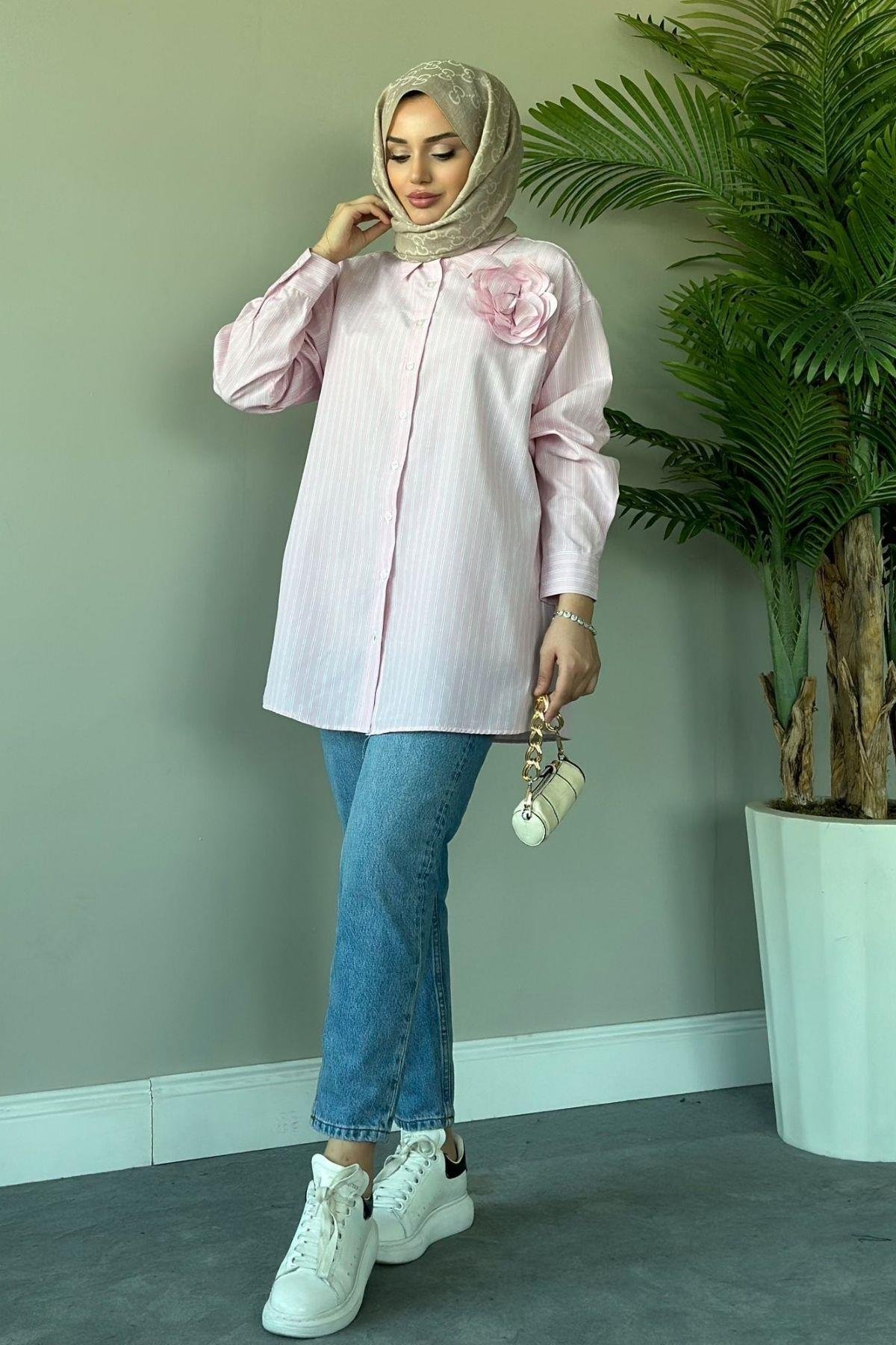 Gül Detaylı Gömlek Pembe, Fiyatları 