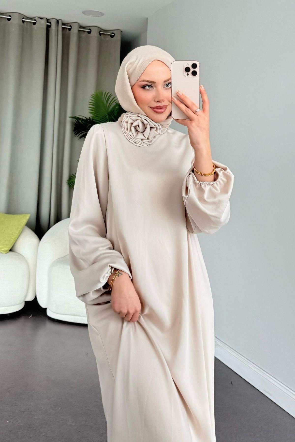 Gül Kemerli Abiye Bej, Fiyatları Gül Kemerli Abiye Bej - Haza Moda 