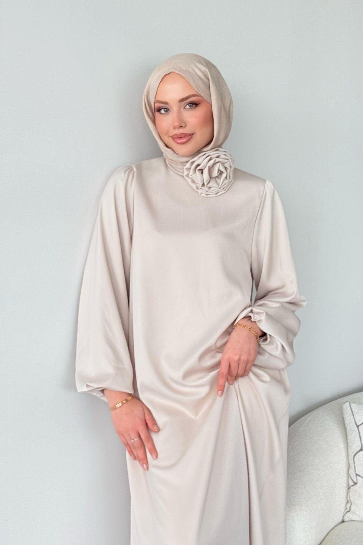 Gül Kemerli Abiye Bej, Fiyatları Gül Kemerli Abiye Bej - Haza Moda 