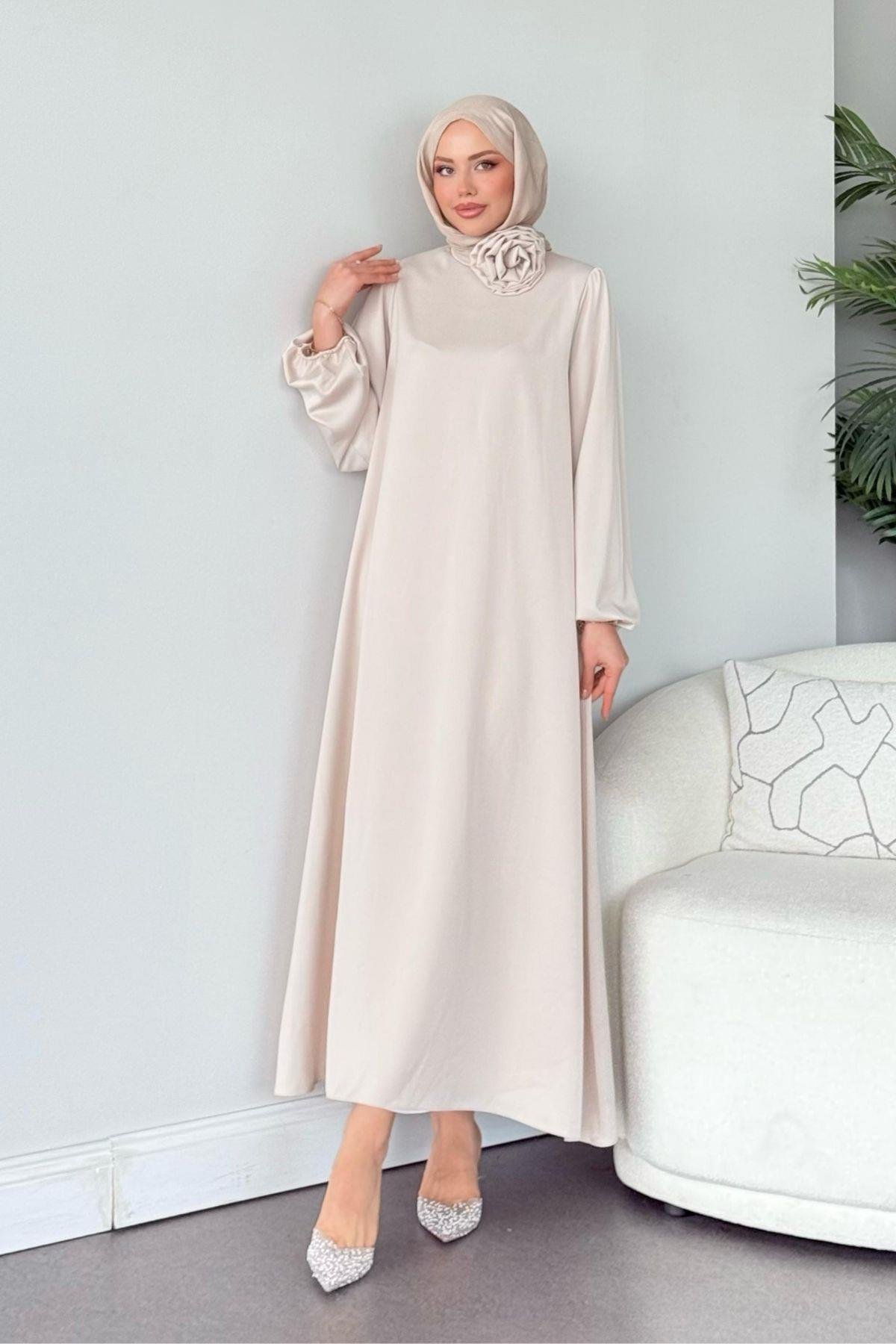 Gül Kemerli Abiye Bej, Fiyatları Gül Kemerli Abiye Bej - Haza Moda 