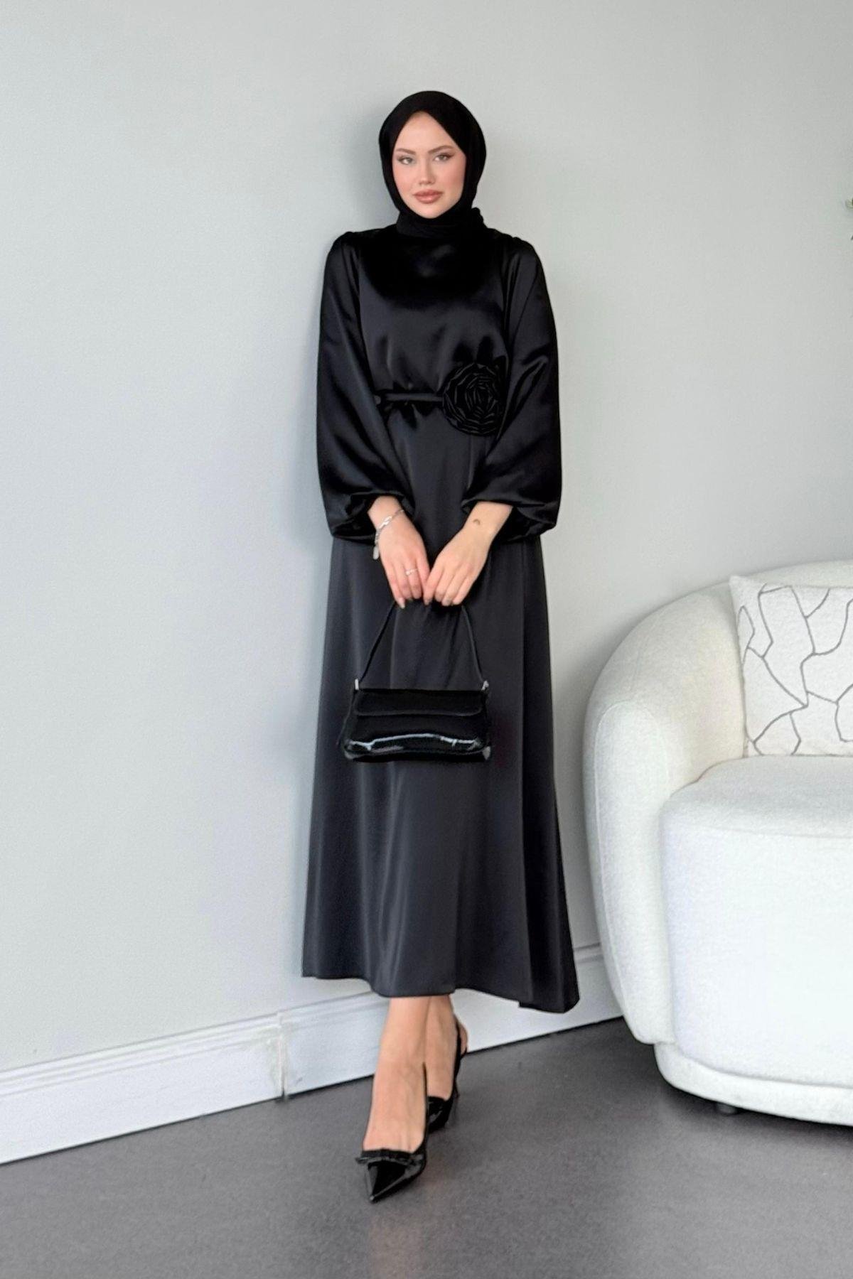 Gül Kemerli Abiye Siyah, Fiyatları 