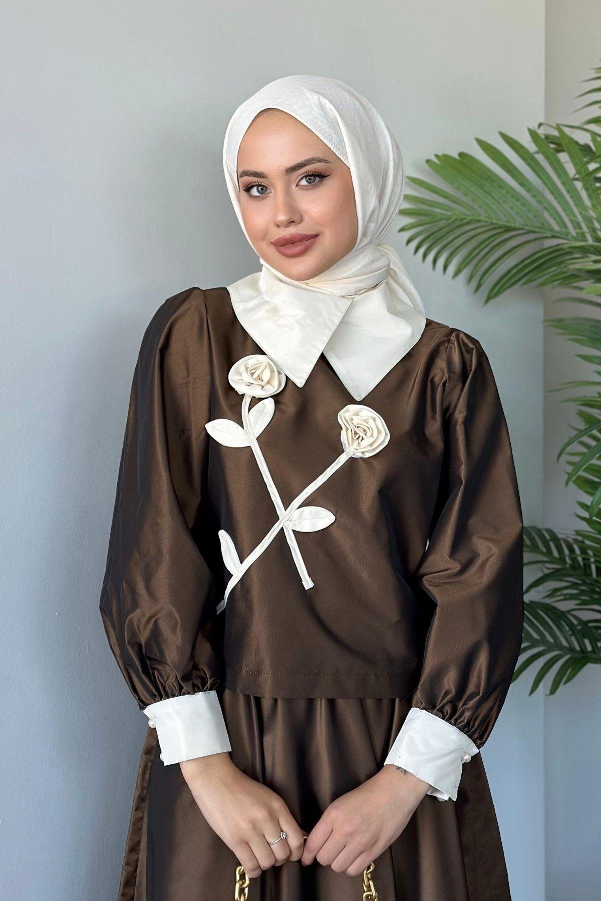 Gül Nakışlı Etekli Takım Kahve, Fiyatları 