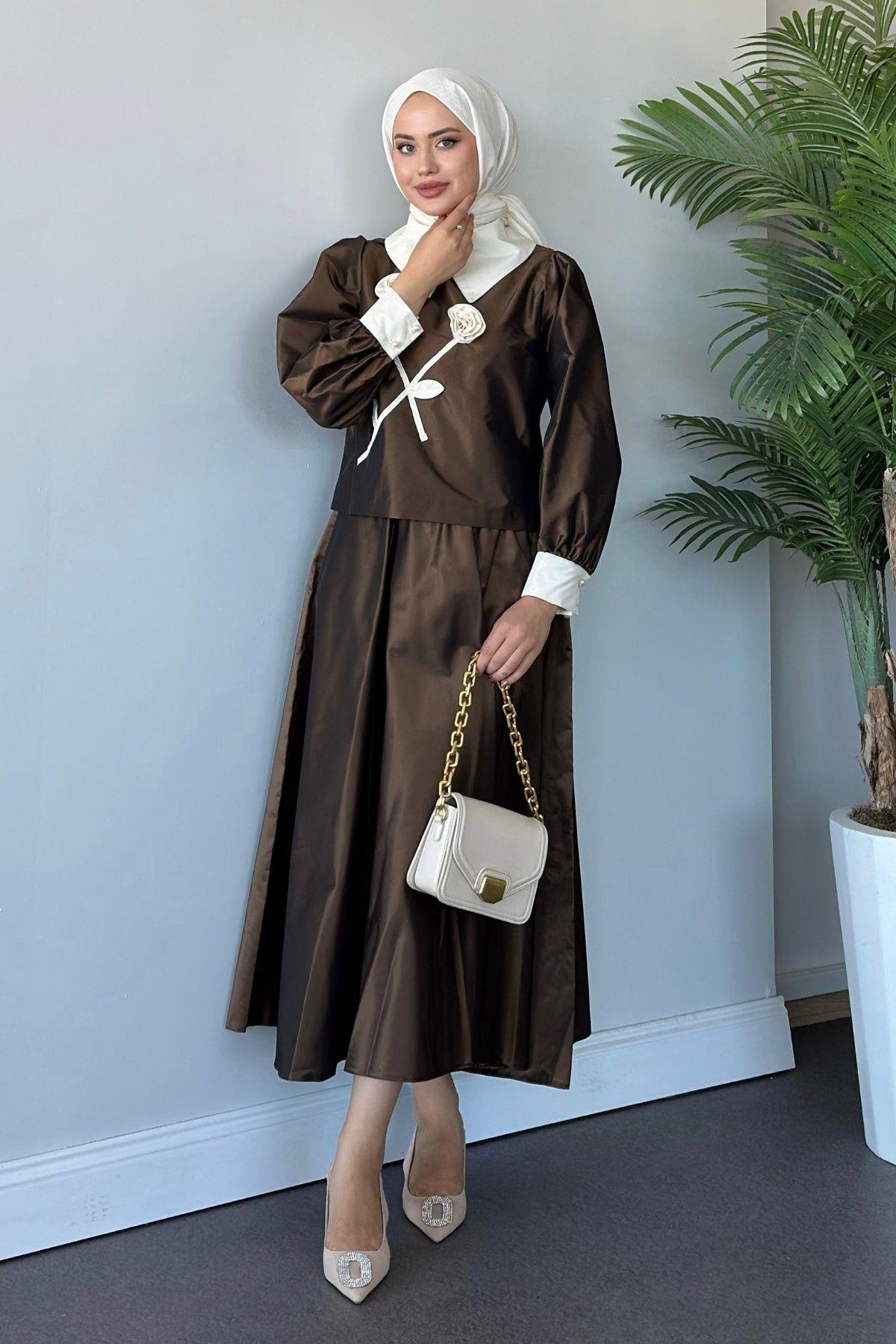 Gül Nakışlı Etekli Takım Kahve, Fiyatları 