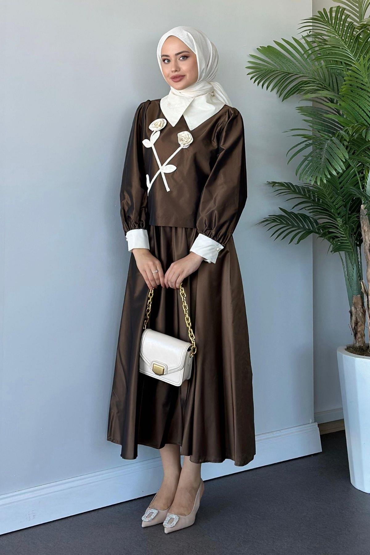 Gül Nakışlı Etekli Takım Kahve, Fiyatları 