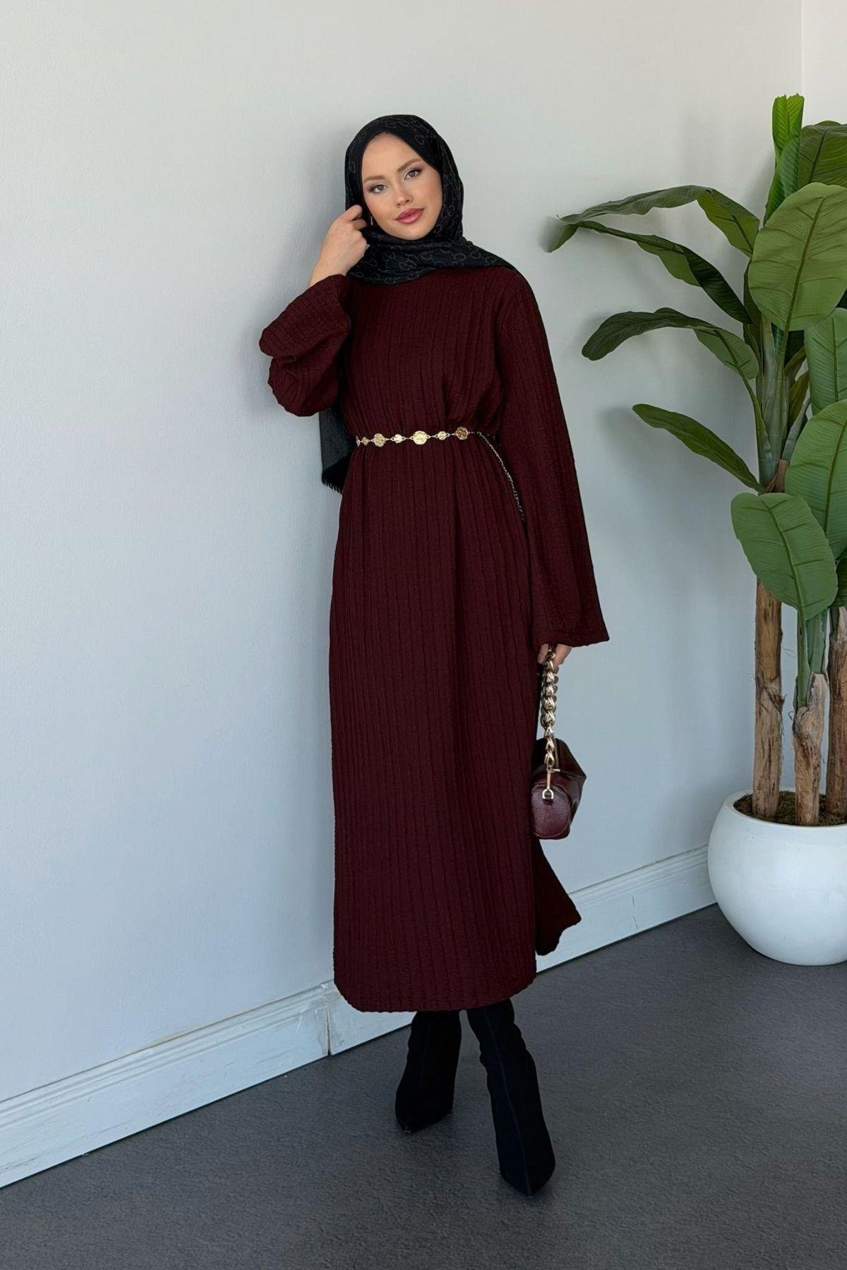 Gül Örme Elbise Bordo, Fiyatları 