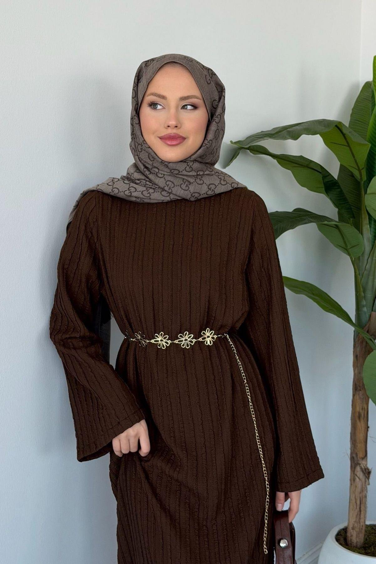 Gül Örme Elbise Kahve, Fiyatları 
