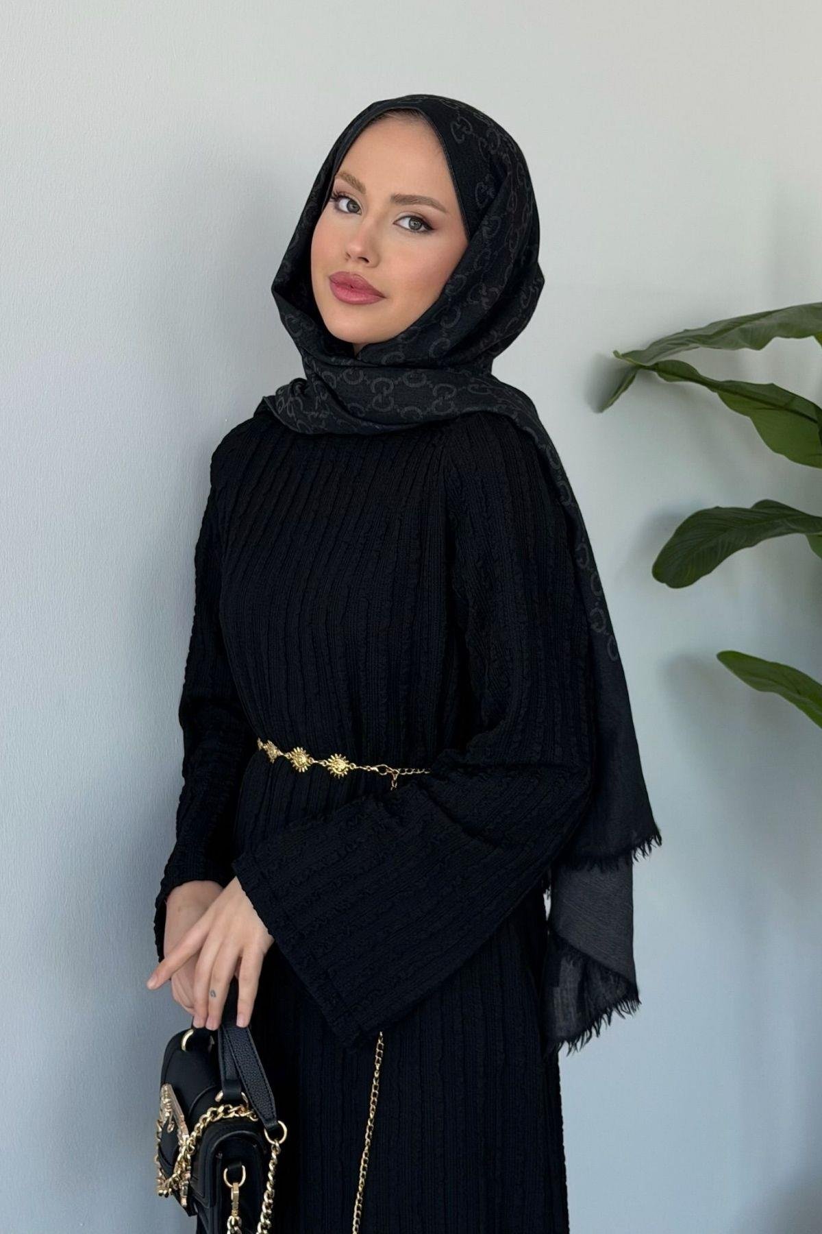 Gül Örme Elbise Siyah, Fiyatları 