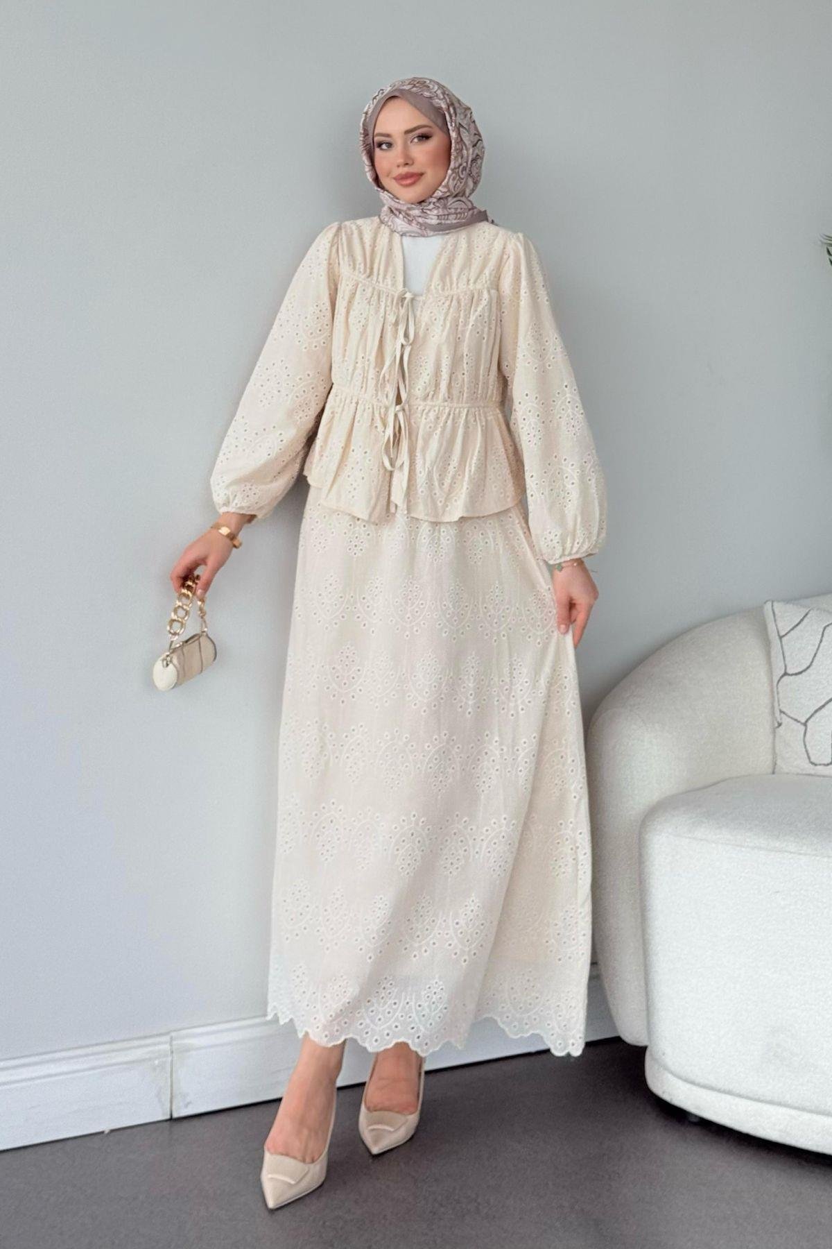 Güneş Etekli Takım Ekru, Fiyatları 