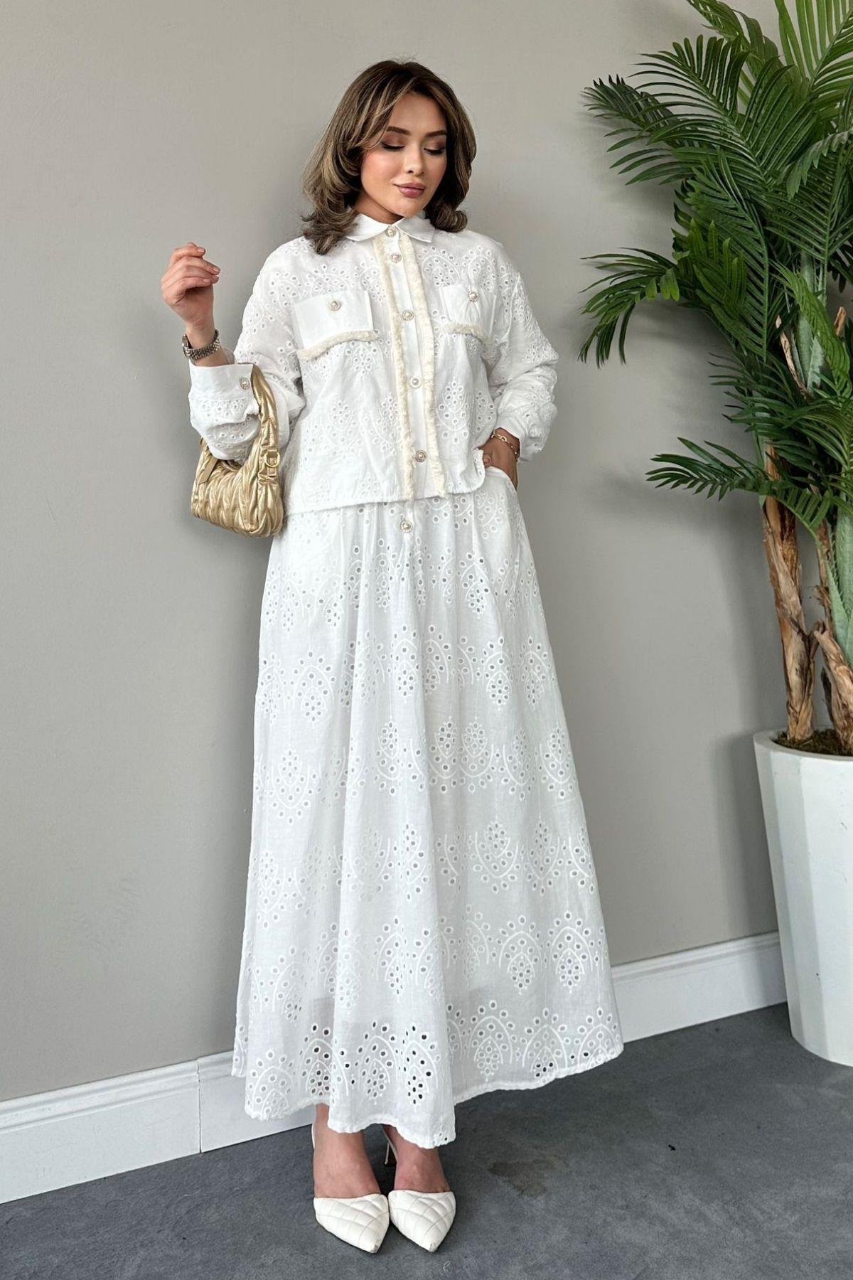 Güpür Etekli Takım Beyaz, Fiyatları 