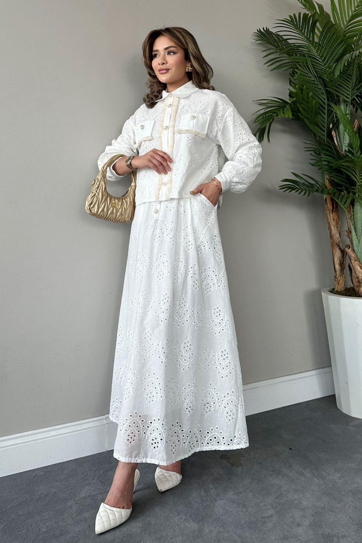 Güpür Etekli Takım Beyaz, Fiyatları 