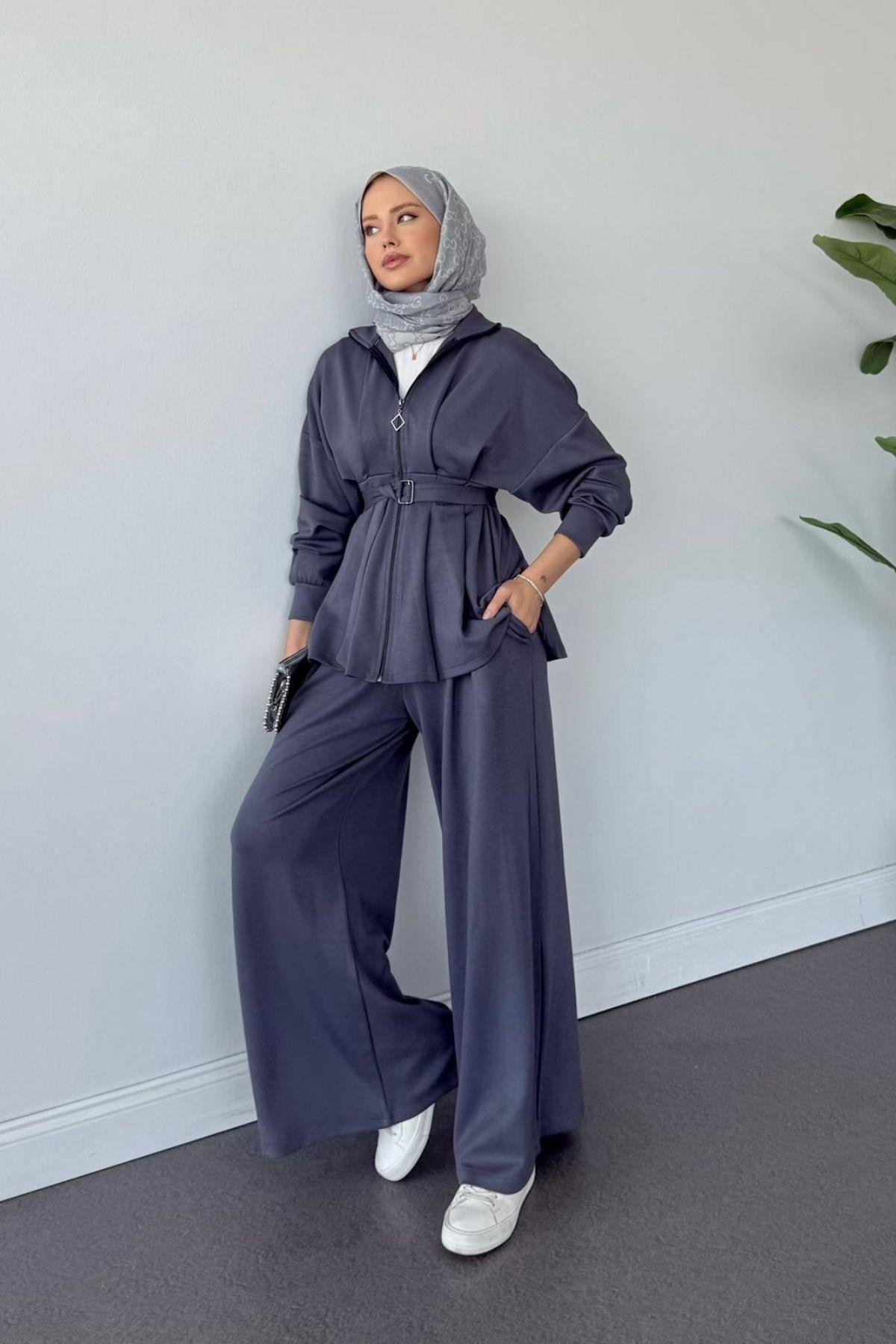 Hanna Pamuklu Pantolonlu Takım Antrasit, Fiyatları Hanna Pamuklu Pantolonlu Takım Antrasit Haza Moda 