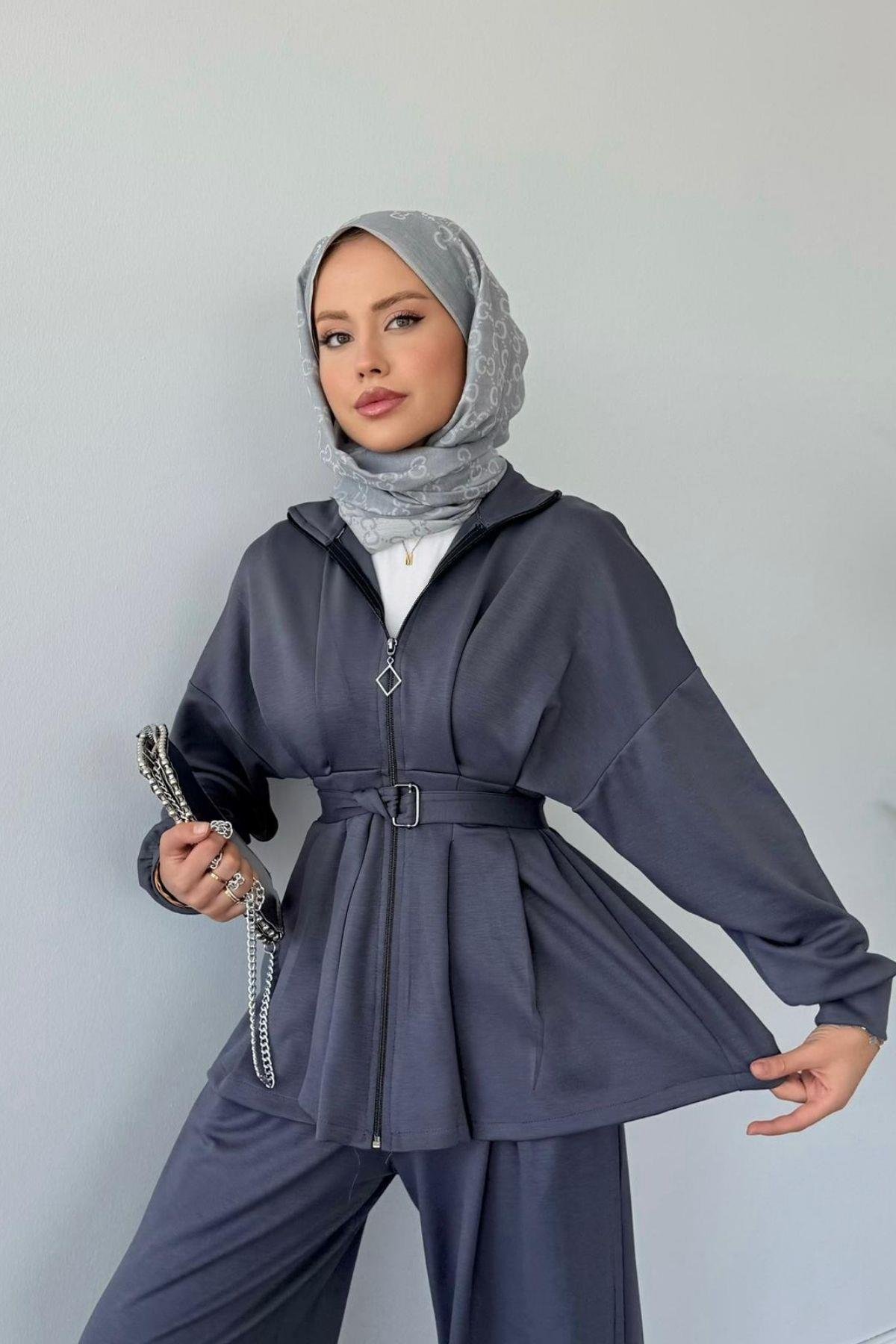 Hanna Pamuklu Pantolonlu Takım Antrasit, Fiyatları Hanna Pamuklu Pantolonlu Takım Antrasit Haza Moda 