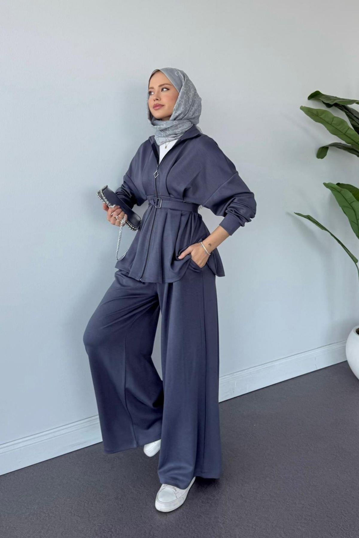 Hanna Pamuklu Pantolonlu Takım Antrasit, Fiyatları Hanna Pamuklu Pantolonlu Takım Antrasit Haza Moda 