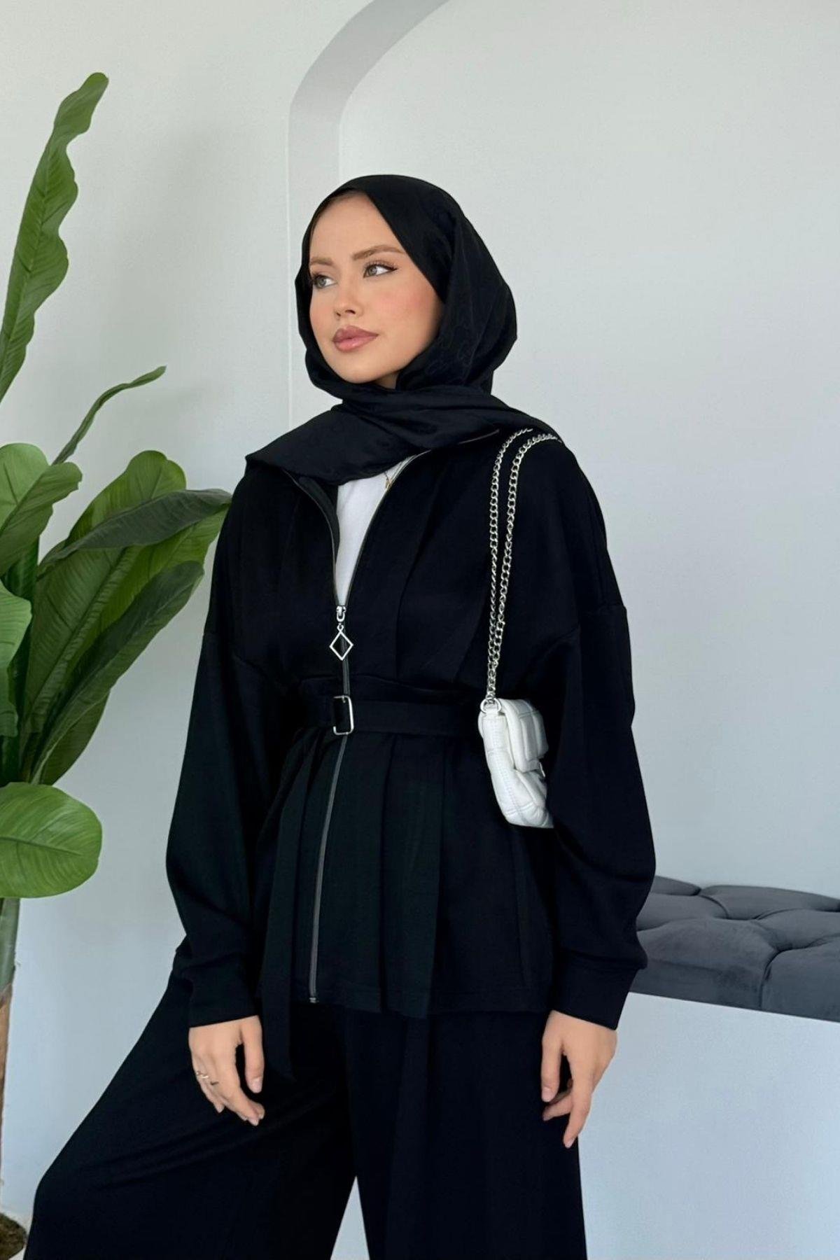 Hanna Pamuklu Pantolonlu Takım Siyah, Fiyatları Hanna Pamuklu Pantolonlu Takım Siyah Haza Moda 